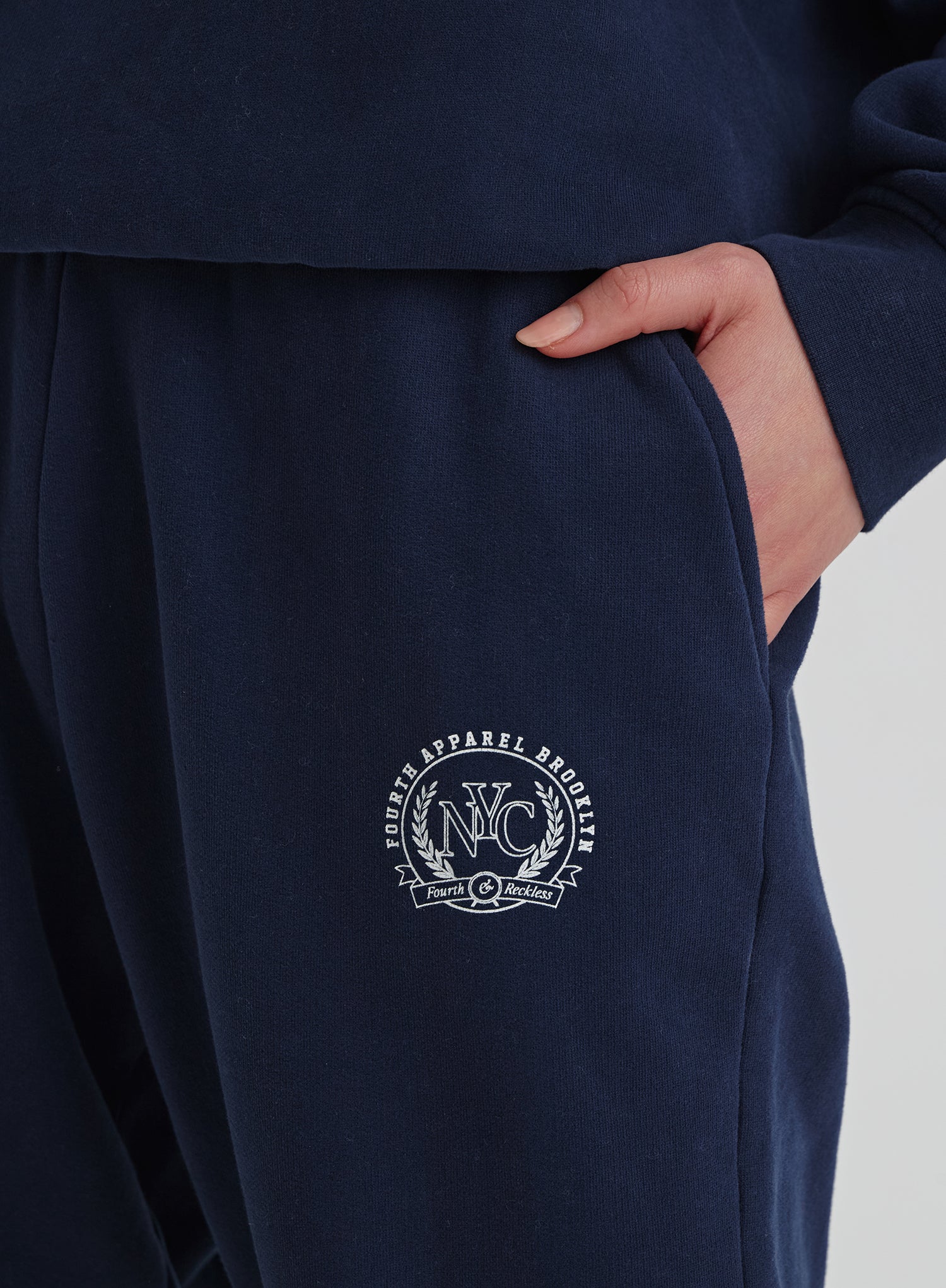 Navy Embroidered Oversized Joggers